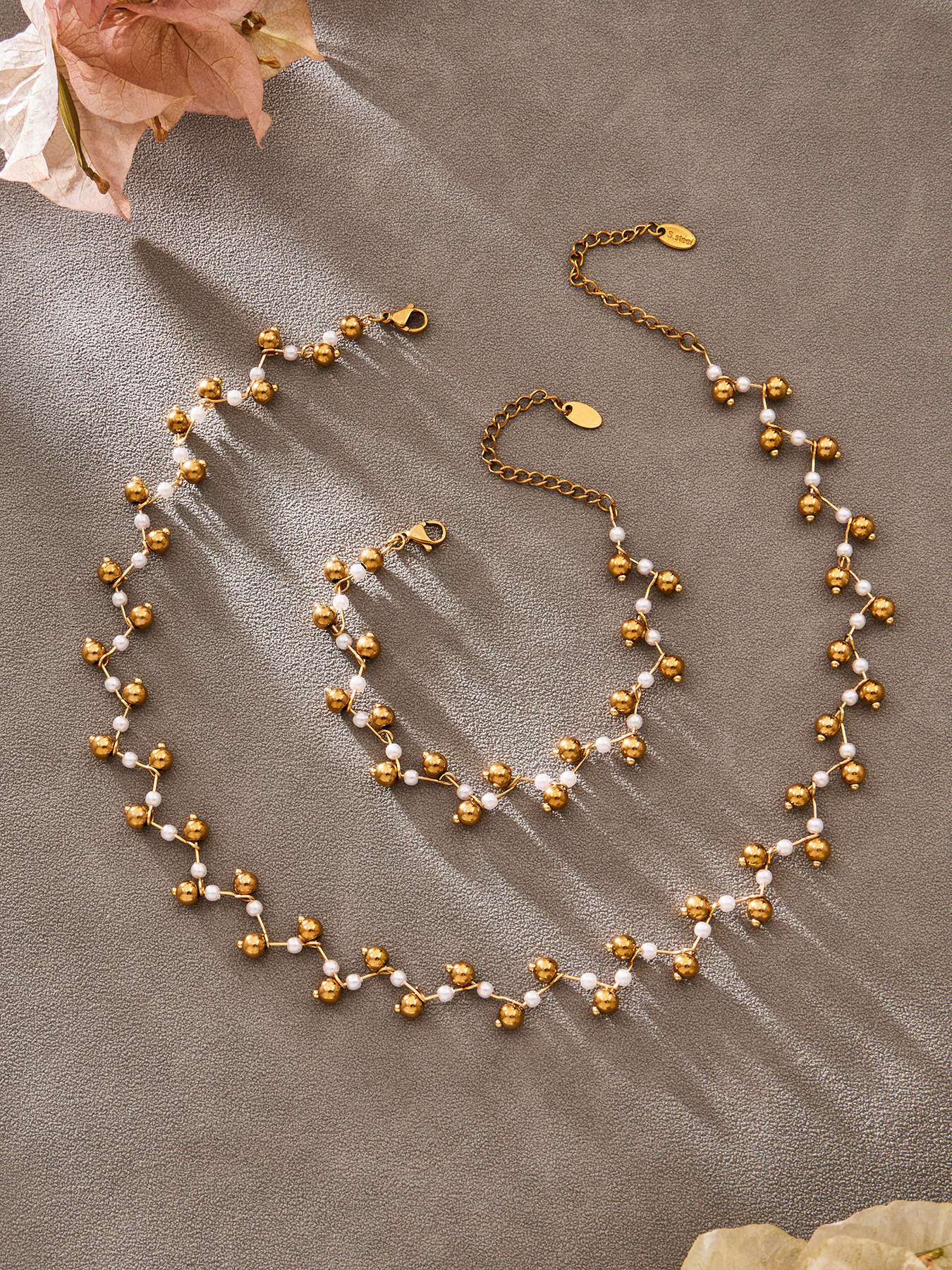 316L Stainless Steel Natural Stone Faceted Crystal Jewelry Set - sophisticated side angle