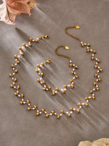 316L Stainless Steel Natural Stone Faceted Crystal Jewelry Set - sophisticated side angle