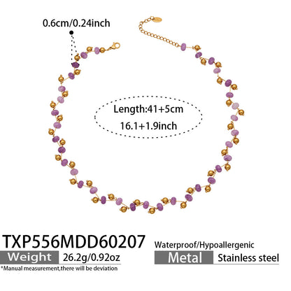 316L Stainless Steel Natural Stone Faceted Crystal Jewelry Set - premium jewelry aesthetic