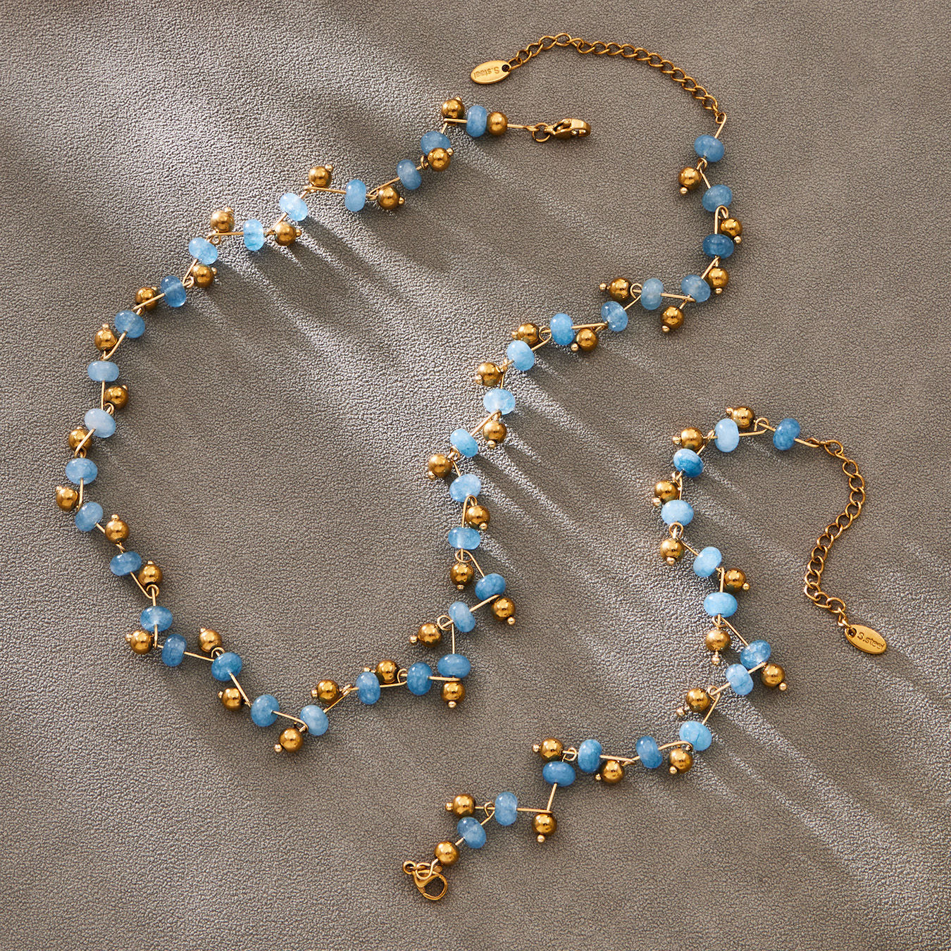 316L Stainless Steel Natural Stone Faceted Crystal Jewelry Set - exquisite craftsmanship detail
