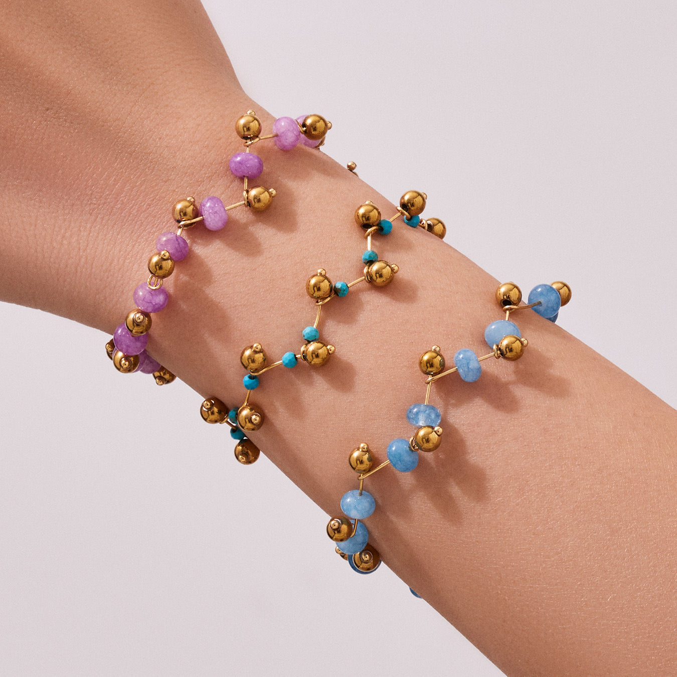 316L Stainless Steel Natural Stone Faceted Crystal Jewelry Set - elegant lifestyle look