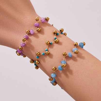 316L Stainless Steel Natural Stone Faceted Crystal Jewelry Set - elegant lifestyle look