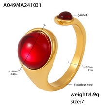 316L Stainless Steel Natural Stone Open Ring - front view showcase