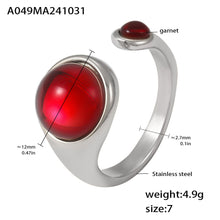 316L Stainless Steel Natural Stone Open Ring - luxury texture close up