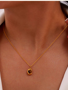 316L Stainless Steel Natural Stone Vintage Oval Jewelry Set - sophisticated side angle