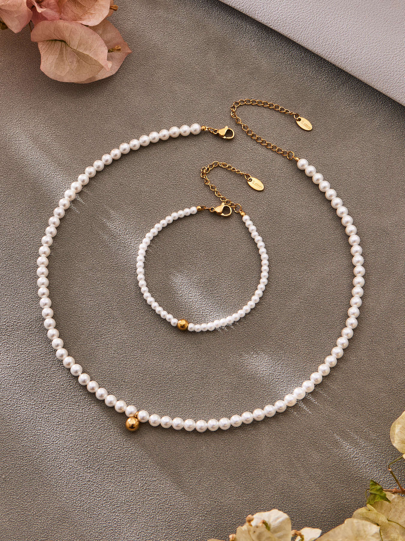 316L Stainless Steel Pearl Beaded Jewelry Set - exquisite craftsmanship detail