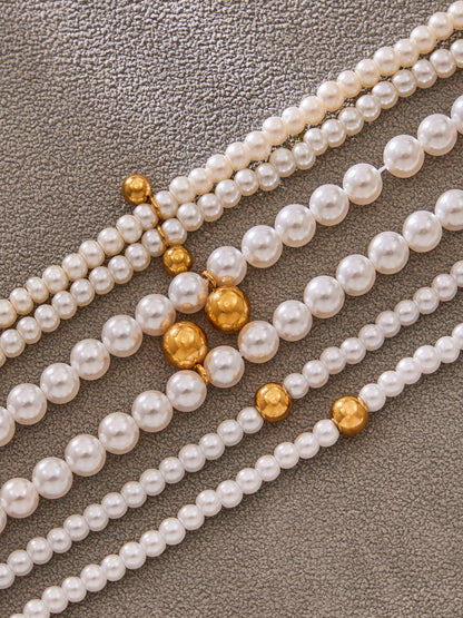 316L Stainless Steel Pearl Beaded Jewelry Set - front view showcase