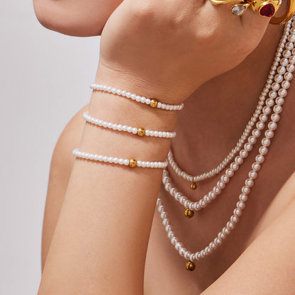 316L Stainless Steel Pearl Beaded Jewelry Set - elegant lifestyle look
