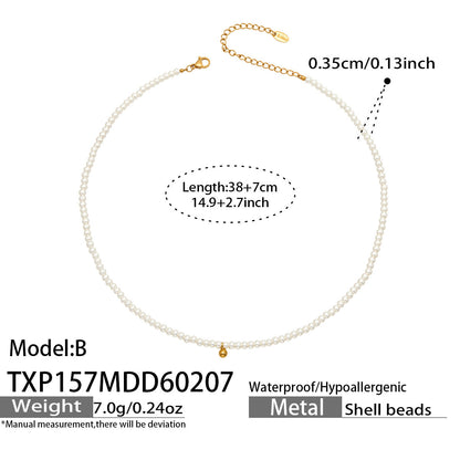 316L Stainless Steel Pearl Beaded Jewelry Set - sophisticated side angle