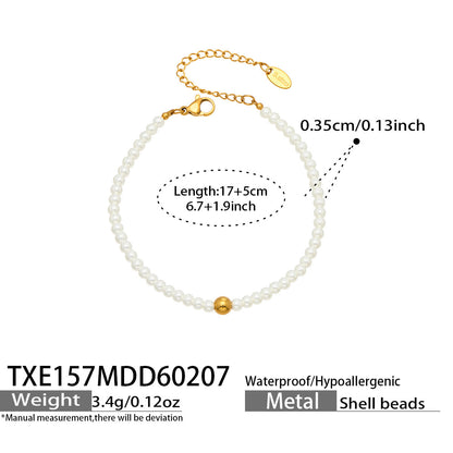316L Stainless Steel Pearl Beaded Jewelry Set - premium jewelry aesthetic
