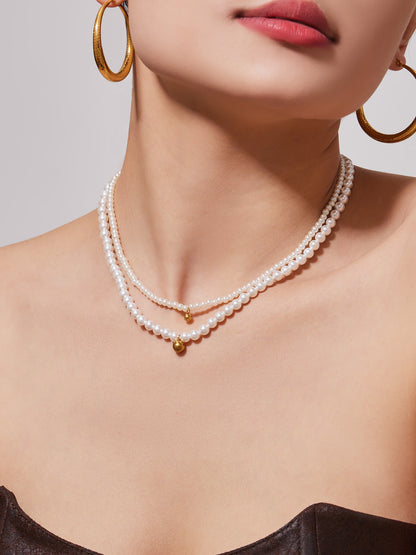 316L Stainless Steel Pearl Beaded Jewelry Set - front view showcase