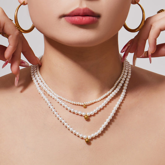 316L Stainless Steel Pearl Beaded Jewelry Set - elegant lifestyle look