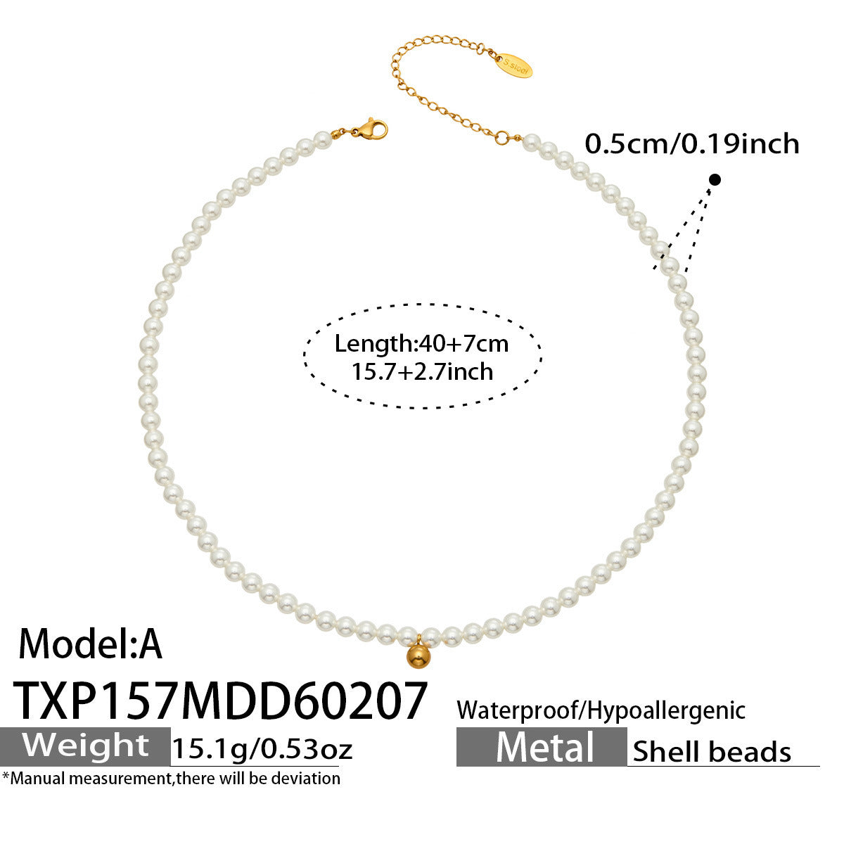 316L Stainless Steel Pearl Beaded Jewelry Set - luxury texture close up