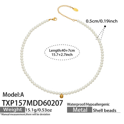 316L Stainless Steel Pearl Beaded Jewelry Set - luxury texture close up
