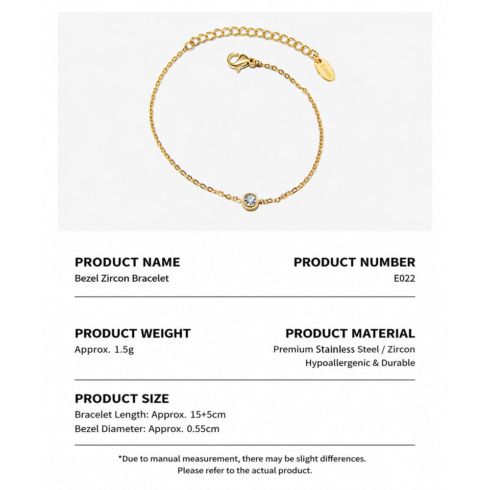 Steel Single Stone Chain Bracelet