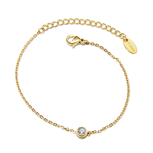 316L Stainless Steel 18K PVD Gold Single Stone Chain Bracelet made with 316L stainless steel and 18K PVD gold finish for wholesale jewelry buyers - image 4