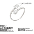 White CZ / Clear Glass / Steel-tone / Size 7