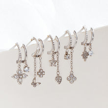 Assorted steel-tone stainless steel cubic zirconia charm drop earrings