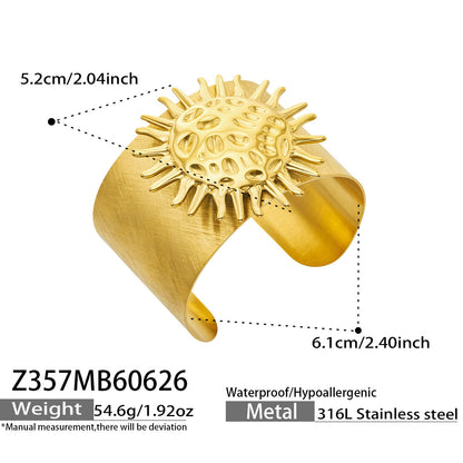 316L Stainless Steel 18K PVD Gold Sun Bangle made with 316L stainless steel and 18K PVD gold finish for wholesale jewelry buyers - image 11