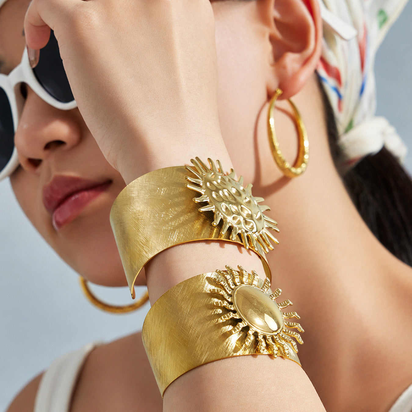 316L Stainless Steel 18K PVD Gold Sun Bangle made with 316L stainless steel and 18K PVD gold finish for wholesale jewelry buyers - image 12