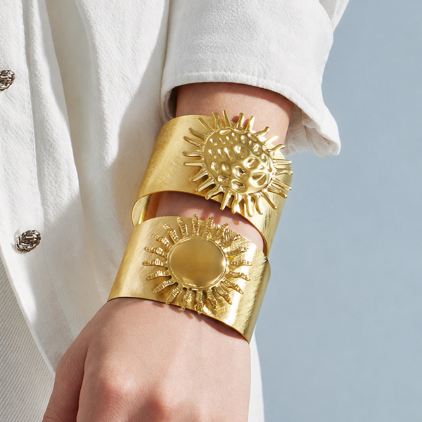 316L Stainless Steel 18K PVD Gold Sun Bangle made with 316L stainless steel and 18K PVD gold finish for wholesale jewelry buyers - image 3