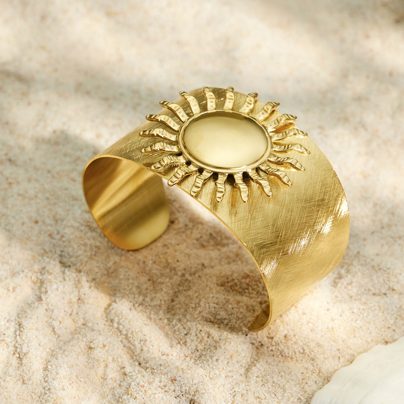 316L Stainless Steel 18K PVD Gold Sun Bangle made with 316L stainless steel and 18K PVD gold finish for wholesale jewelry buyers - image 6