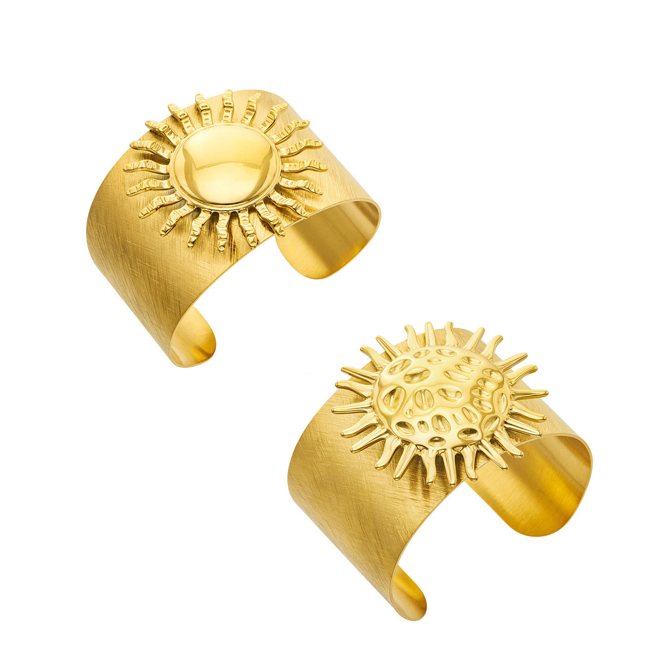 316L Stainless Steel 18K PVD Gold Sun Bangle made with 316L stainless steel and 18K PVD gold finish for wholesale jewelry buyers - image 9