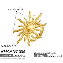 316L Stainless Steel 18K PVD Gold Sunburst Ring made with 316L stainless steel and 18K PVD gold finish for wholesale jewelry buyers - image 11