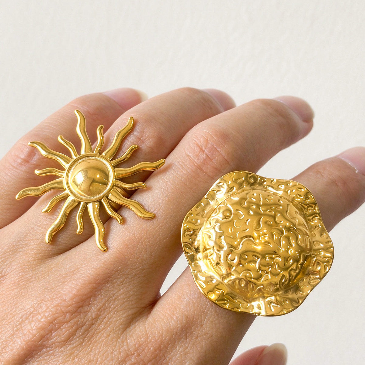 316L Stainless Steel 18K PVD Gold Sunburst Ring made with 316L stainless steel and 18K PVD gold finish for wholesale jewelry buyers - image 3