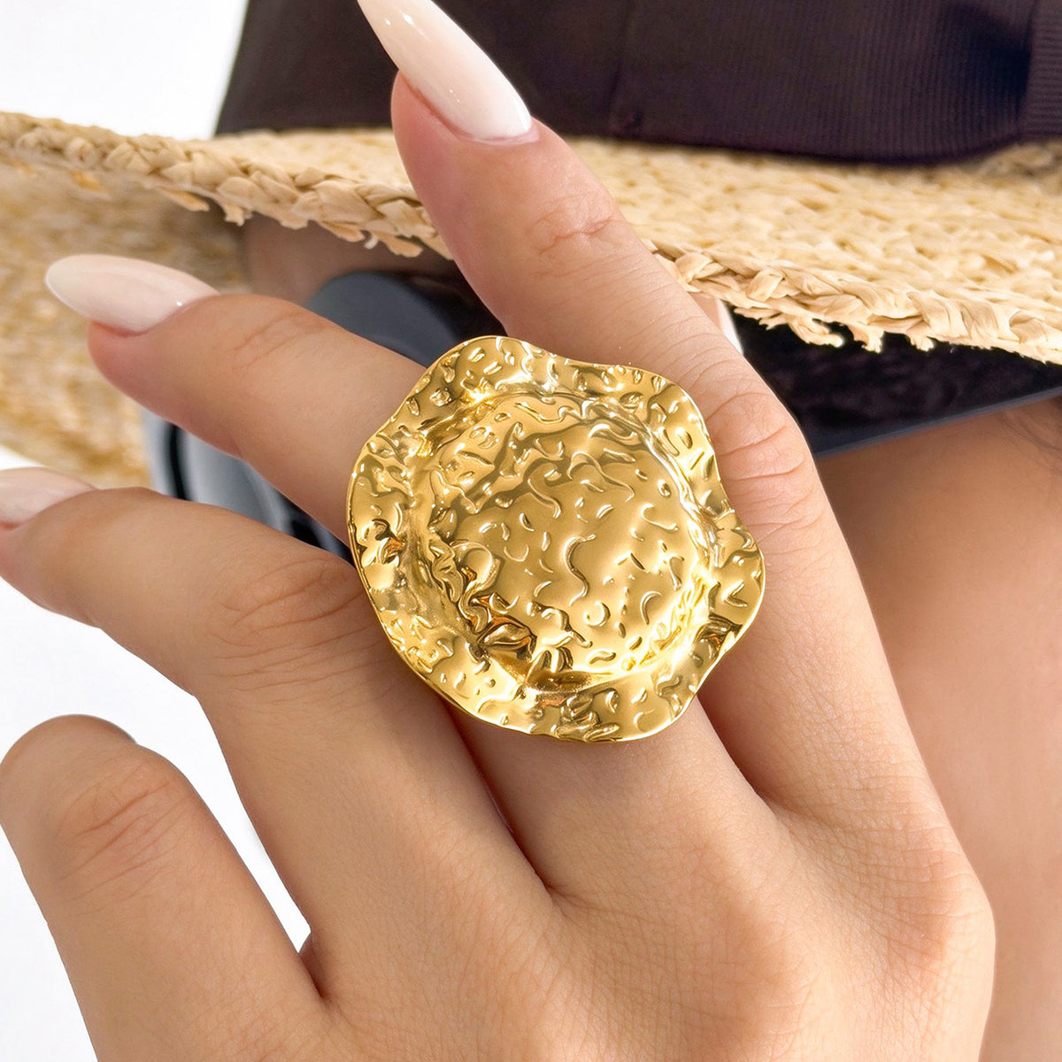 316L Stainless Steel 18K PVD Gold Sunburst Ring made with 316L stainless steel and 18K PVD gold finish for wholesale jewelry buyers - image 6