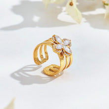 316L Stainless Steel 18K PVD Gold Sunflower Zircon Open Ring made with 316L stainless steel and 18K PVD gold finish for wholesale jewelry buyers - image 4