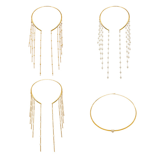 316L Stainless Steel 18K PVD Gold Tassel Necklace and Choker Collection made with 316L stainless steel and 18K PVD gold finish for wholesale jewelry buyers - image 12