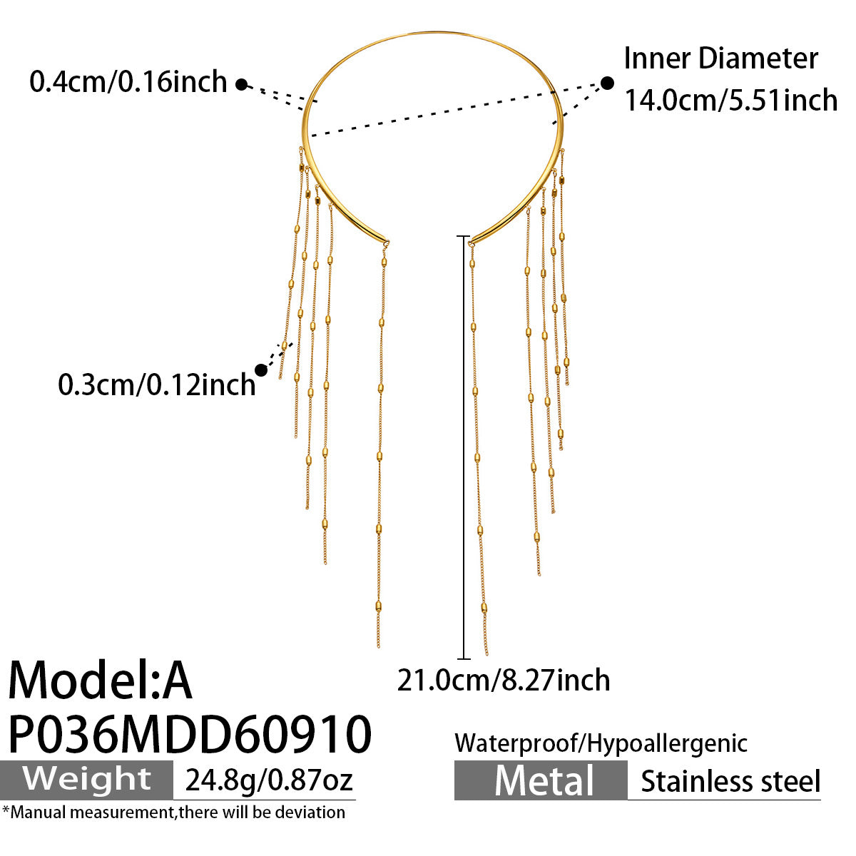 316L Stainless Steel 18K PVD Gold Tassel Necklace and Choker Collection made with 316L stainless steel and 18K PVD gold finish for wholesale jewelry buyers - image 8