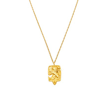 MiduoduoJewelry textured relief rectangular pendant necklace in gold tone on a white background