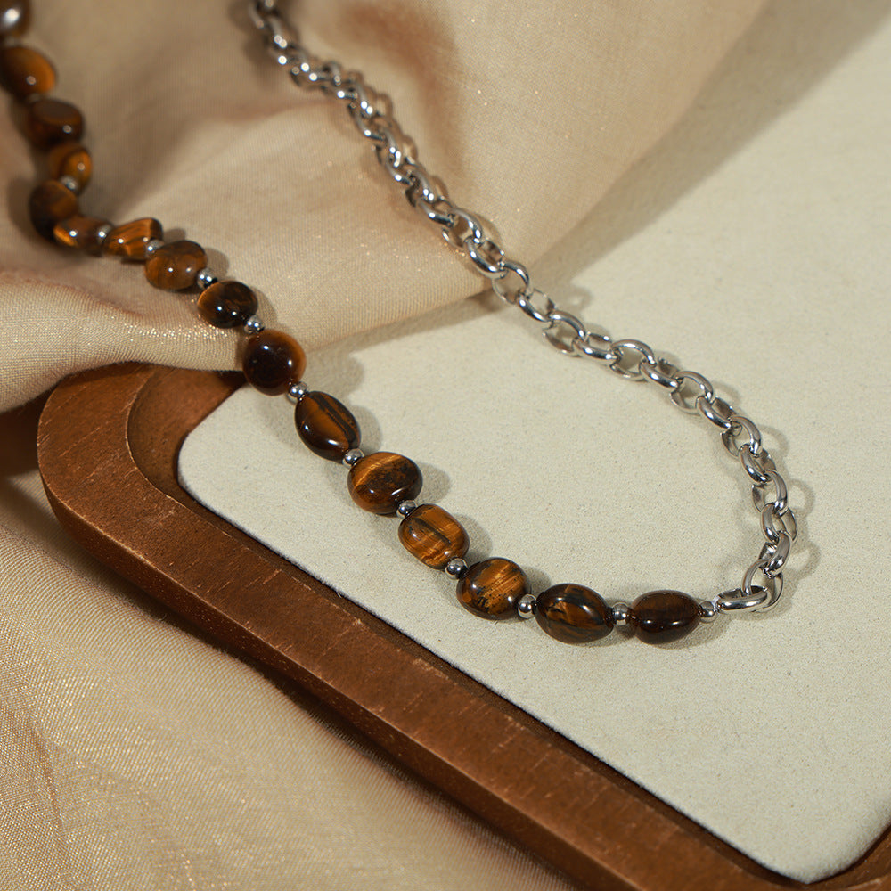 Elegant 316L stainless steel tiger eye bracelet