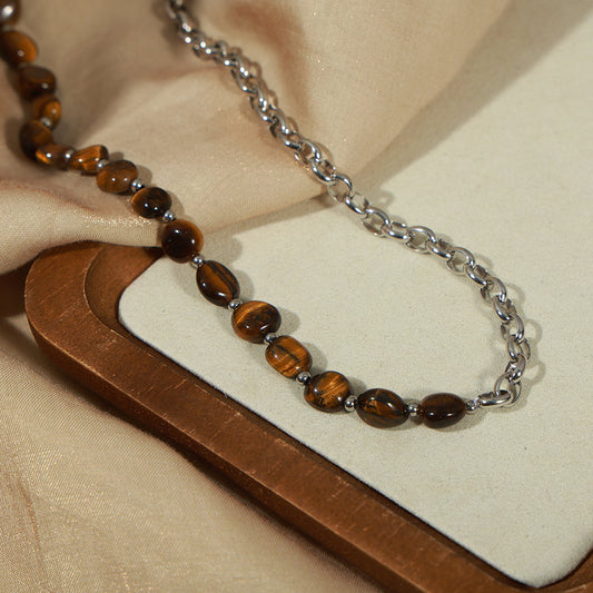 Elegant 316L stainless steel tiger eye bracelet