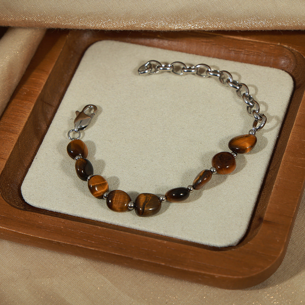 Stylish 316L stainless steel tiger eye necklace
