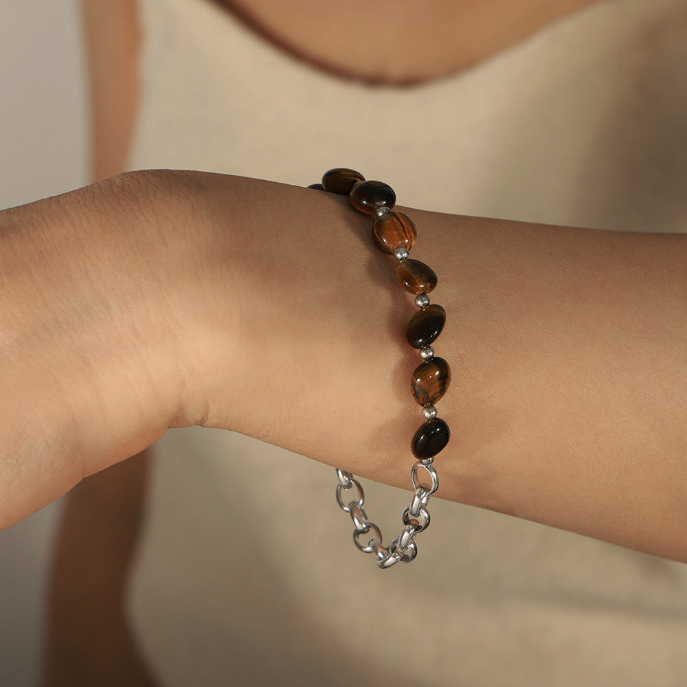 316L Stainless Steel 18K PVD Gold Tiger Eye Stone Bracelet and Necklace made with 316L stainless steel and 18K PVD gold finish for wholesale jewelry buyers - image 5