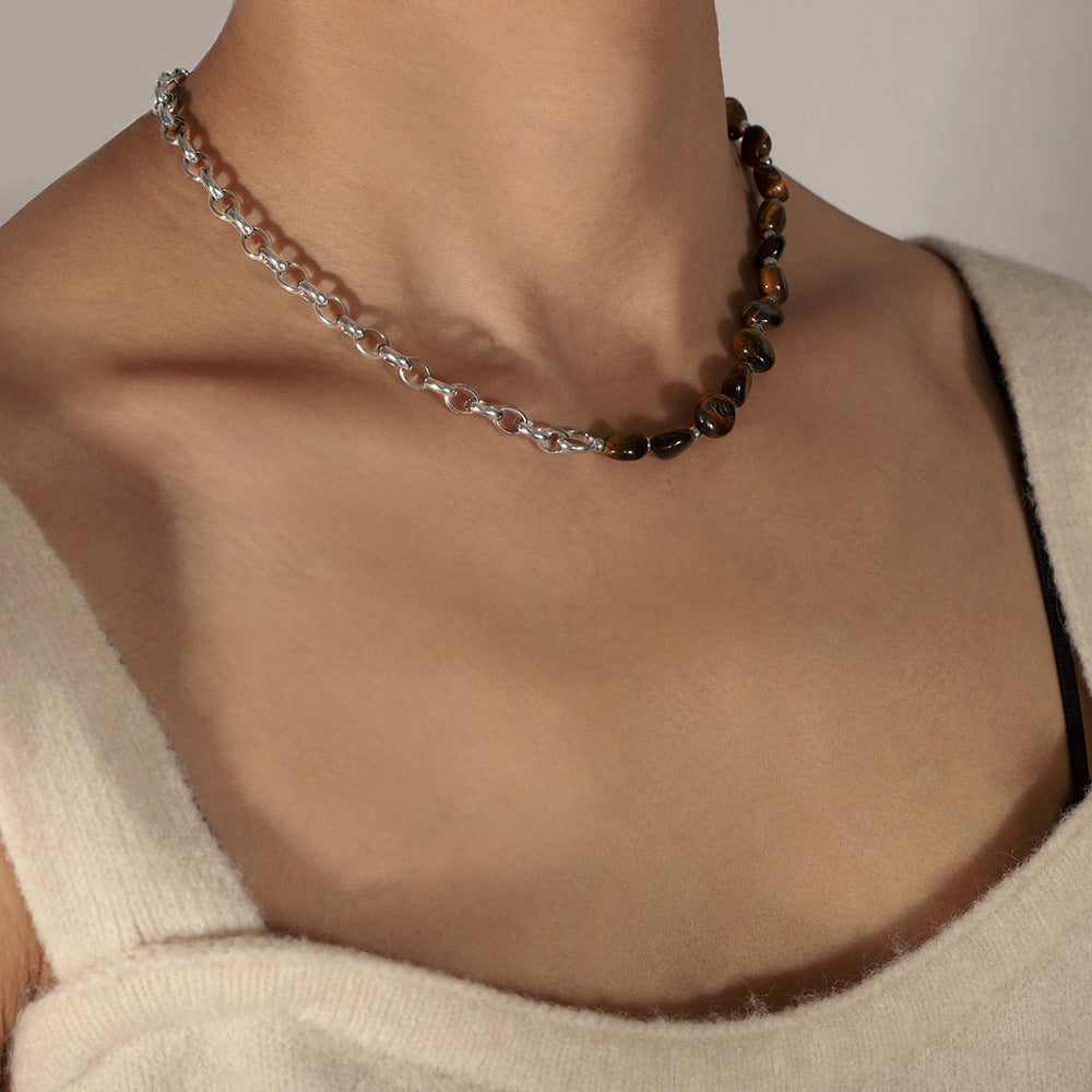 316L Stainless Steel 18K PVD Gold Tiger Eye Stone Bracelet and Necklace made with 316L stainless steel and 18K PVD gold finish for wholesale jewelry buyers - image 6