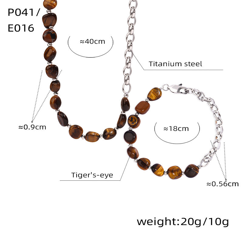 316L Stainless Steel 18K PVD Gold Tiger Eye Stone Bracelet and Necklace made with 316L stainless steel and 18K PVD gold finish for wholesale jewelry buyers - image 7