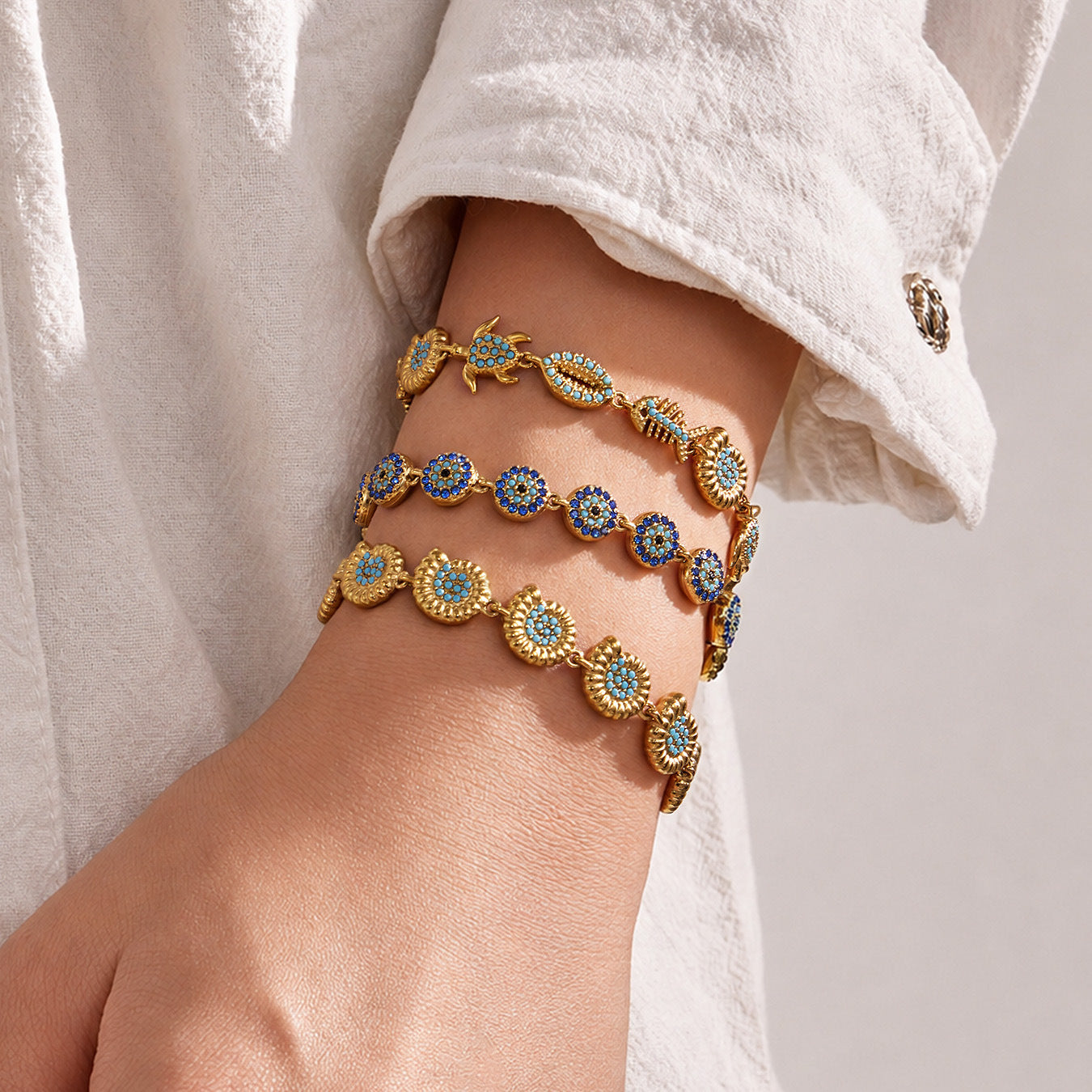 316L Stainless Steel 18K PVD Gold Turquoise Ocean Bracelet made with 316L stainless steel and 18K PVD gold finish for wholesale jewelry buyers - image 10
