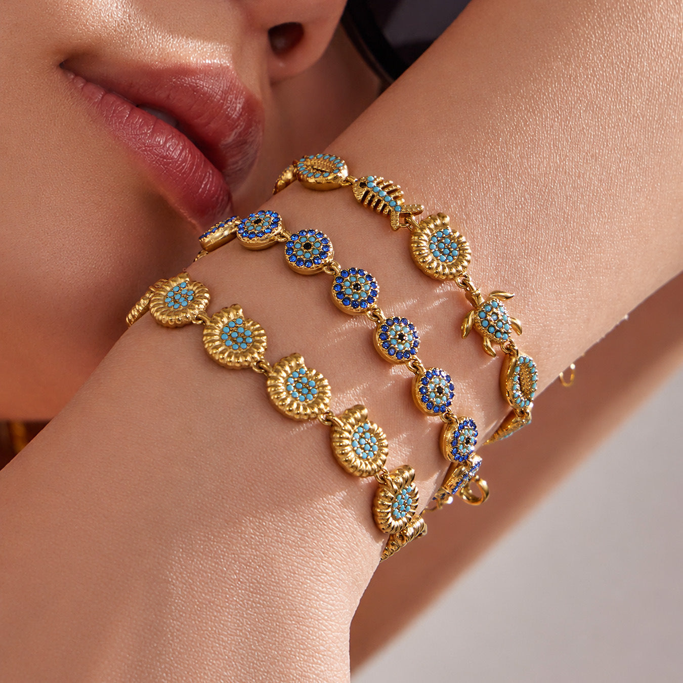 316L Stainless Steel 18K PVD Gold Turquoise Ocean Bracelet made with 316L stainless steel and 18K PVD gold finish for wholesale jewelry buyers - image 11