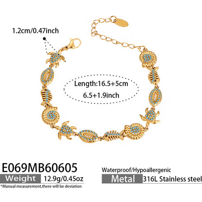 316L Stainless Steel 18K PVD Gold Turquoise Ocean Bracelet made with 316L stainless steel and 18K PVD gold finish for wholesale jewelry buyers - image 15