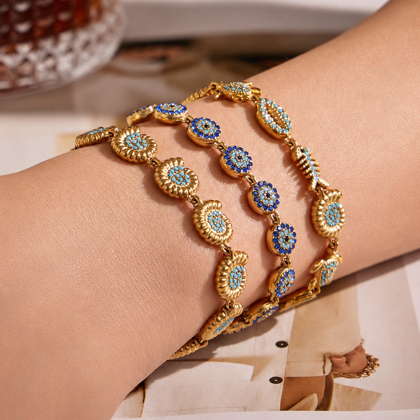316L Stainless Steel 18K PVD Gold Turquoise Ocean Bracelet made with 316L stainless steel and 18K PVD gold finish for wholesale jewelry buyers - image 16