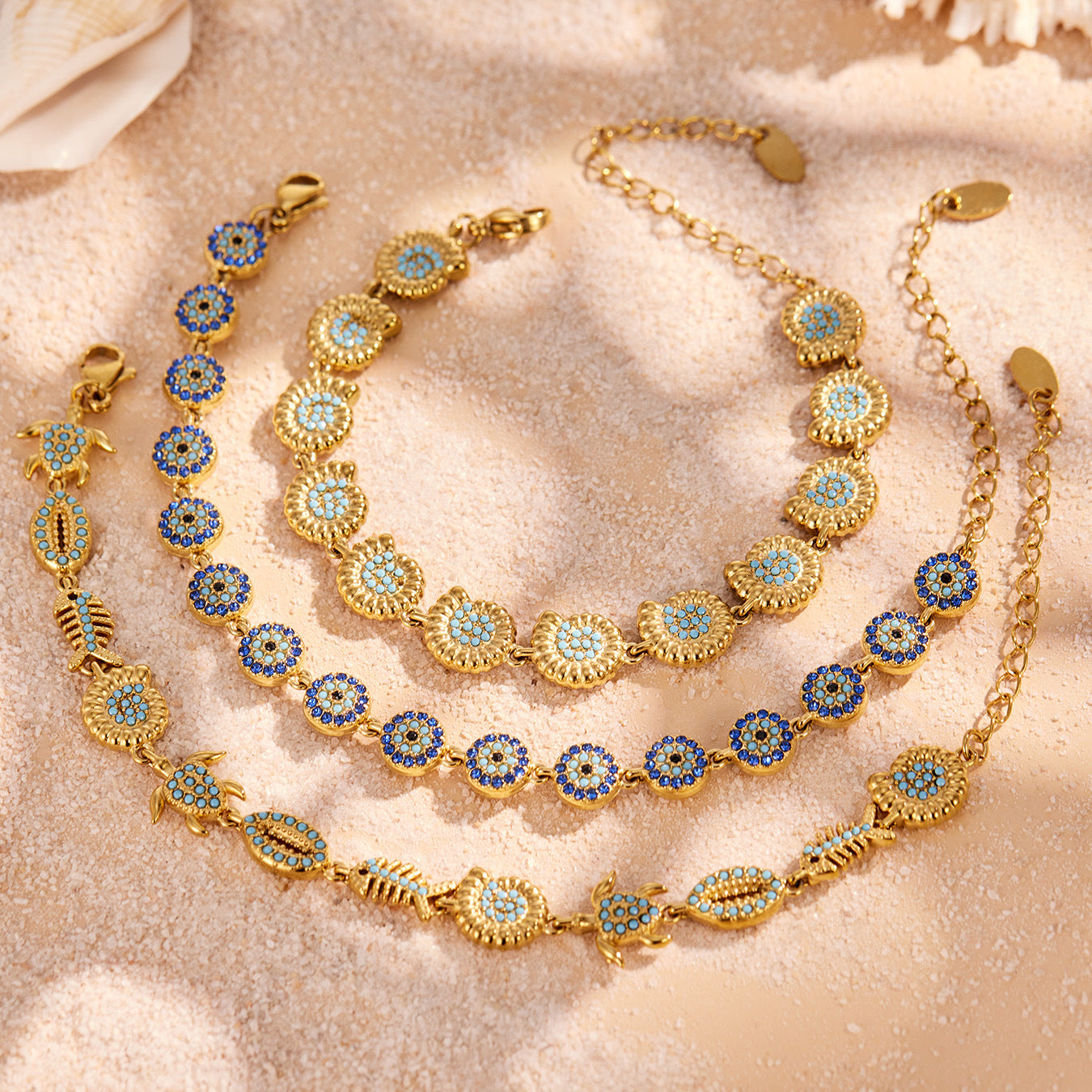 316L Stainless Steel 18K PVD Gold Turquoise Ocean Bracelet made with 316L stainless steel and 18K PVD gold finish for wholesale jewelry buyers - image 17
