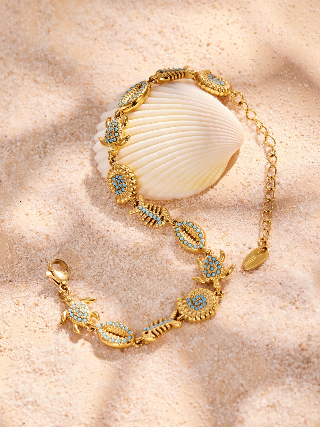 316L Stainless Steel 18K PVD Gold Turquoise Ocean Bracelet made with 316L stainless steel and 18K PVD gold finish for wholesale jewelry buyers - image 3