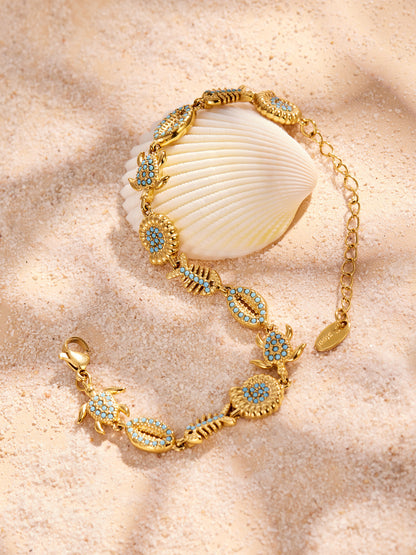 316L Stainless Steel 18K PVD Gold Turquoise Ocean Bracelet made with 316L stainless steel and 18K PVD gold finish for wholesale jewelry buyers - image 3