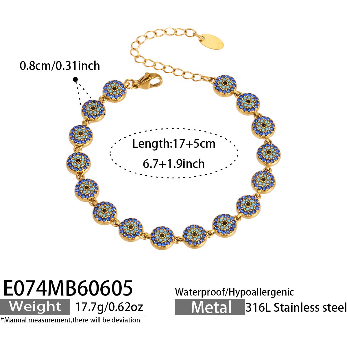 316L Stainless Steel 18K PVD Gold Turquoise Ocean Bracelet made with 316L stainless steel and 18K PVD gold finish for wholesale jewelry buyers - image 6