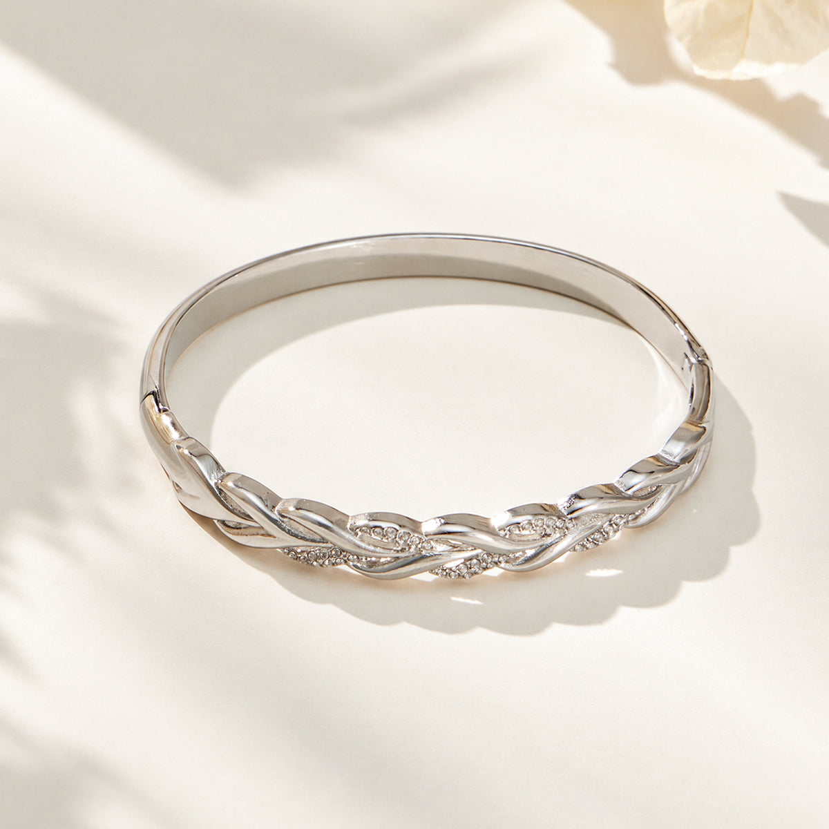 304 Stainless Steel 18K PVD Gold Twist Rope Zircon Bangle made with 304 Stainless Steel and 18K PVD gold finish for wholesale jewelry buyers - image 3
