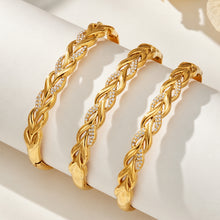 304 Stainless Steel 18K PVD Gold Twist Rope Zircon Bangle made with 304 Stainless Steel and 18K PVD gold finish for wholesale jewelry buyers - image 5